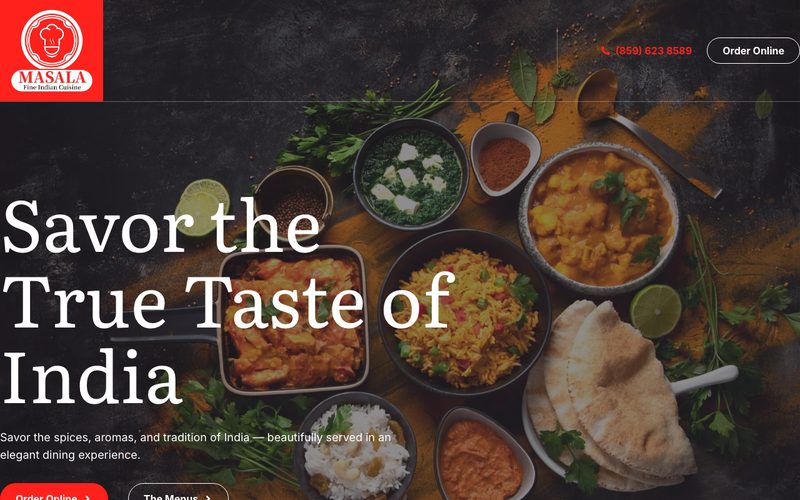Masala Fine Cuisine website